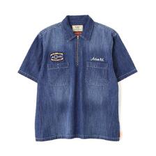 AVIREX &times; UNIVERSAL OVERALL NAVY POSTAL HALF ZIP SHIRT 7836123201画像