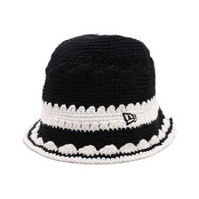 NEW ERA CROCHET KNIT BORDER ブラック/ホワイト 14744713画像