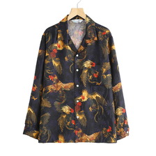 NIPOALOHA SILK LONG SLEEVE ALOHA SHIRT〈COCK FIGHTING/ BLACK BLUE〉 N26-SLSH02画像