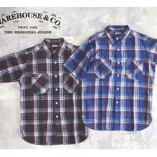 WAREHOUSE Lot 3056 SHORT SLEEVE CHECK WORK SHIRTS B柄(マドラス)画像
