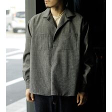 INTERIM WOOL END-ON-END SUITING DEADSTOCK FABRIC SKIPPER SHIRT IT26S151画像