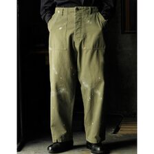 INTERIM MILK PAINT VINTAGE WASH ORGANIC COTTON US ARMY M-47 HBT BAKER PANTS IT26S107画像