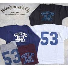 WAREHOUSE Lot 4063 7分袖フットボールT BLUE DEVILS画像