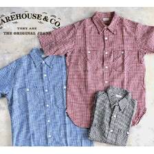 WAREHOUSE Lot 3056 SHORT SLEEVE CHECK WORK SHIRTS A柄(ギンガム)画像