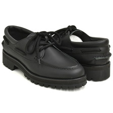 TOMOTAKA ONOZAKI FAT LACE DECK SHOES BLACK LEATHER TMTK-S-0063-BKLT画像