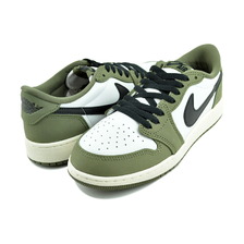 NIKE AIR JORDAN 1 RETRO LOW OG(GS) medium olive/blk HQ6999-200画像