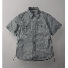 THE FLAT HEAD CHAMBRAY WORK SHORT SLEEVE SHIRT FN-SCK-010S画像