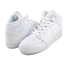NIKE AIR JORDAN 1MID(GS) wht/wht-wht 554725-130画像