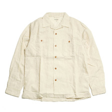 BURGUS PLUS Open Collar Cotton Linen Shirt Long Sleeve BP26501画像