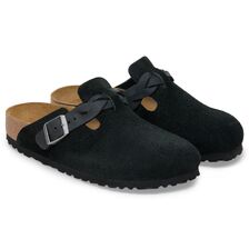 BIRKENSTOCK BOSTON BRAIDED SUEDE LEATHER REGULAR BLACK 1030561画像