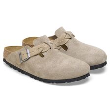 BIRKENSTOCK BOSTON BRAIDED SUEDE LEATHER REGULAR TAUPE 1026667画像