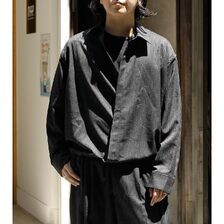 NONNOTTE Super 140's Shadow Jacquard - Bird Plaid Draping Overlap Shirt N-26A-092画像