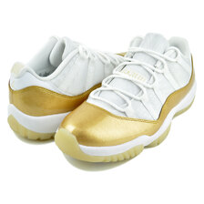 NIKE WMNS AIR JORDAN 11 RETRO LOW Mothers Day wht/metallic gold-team gold AH7860-102画像