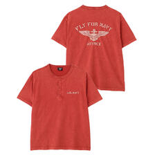 AVIREX NAVAL COLLECTION SHORT SLEEVE HENLEY T-SHIRT &rdquo;FLY FOR NAVY&rdquo; 7836234009画像
