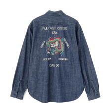 AVIREX NAVAL COLLECTION CHAMBRAY NAVY TOUR LONG SLEEVE SHIRT 7836220010画像