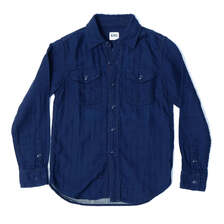 UES Herringbone Double Gauze Shirt Indigo 502604-I画像