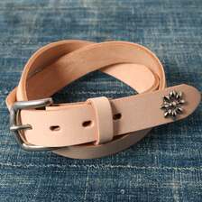 BARNS 姫路レザー 30mm Leather Studs Belt Natural Leather LE-4348画像
