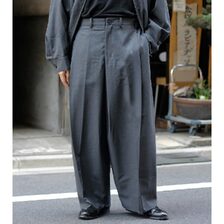 NONNOTTE Drape Doeskin Cloth Draping Crotch Box Pleats One-Tuck Trousers N-26A-020画像