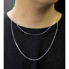 INTERIM TAXCO SILVER SQUARE CHAIN PAIR NECKLACE IT26A293画像