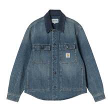 Carhartt WIP Oakland Shirt Jac - Blue / Dark Navy, Worn used wash I037532画像