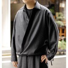 NONNOTTE Super 120's Shadow Herringbone Draping Overlap Shirt N-26A-095画像