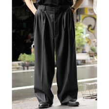 NONNOTTE Super 120's Shadow Herringbone Draping Five-Tuck Wide Trousers N-26A-015画像