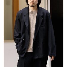 INTERIM 2/80 SUPER 120'S LIGHT WOOL FRANO LEATHER PIPING DOUBLE JACKET IT26A029画像