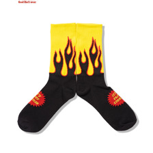 COOKMAN Rib Crew Socks Flame Black Yellow 233-63972画像