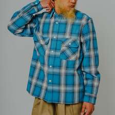 BIG MIKE Heavy Flannel L/S Shirt|SAX&times;BRN&times;WHT 102635101画像