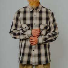 BIG MIKE Heavy Flannel L/S Shirt|BLK&times;BGE&times;OFF 102635103画像
