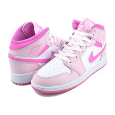NIKE AIR JORDAN 1 MID(GS) pink foam/pink foam-china rose DQ8423-601画像