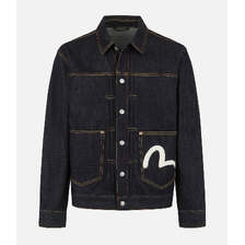 EVISU Ecru Seagull Print Relax Fit Denim Jacket 5DJ1241画像