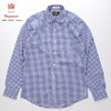 KINGSWOOD 長袖 ラウンドカラー ブロードクロスシャツ ブルーギンガムチェック画像