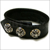 CHROME HEARTS CROSS レザーブレスレット SILVERxBLACK画像