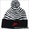 JOY RICH ZEBRA POMP BEANIE BLACK画像