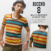 RICEND マルチボーダー 半袖 Uネック カットソー 632-7032画像