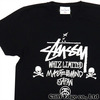WHIZ LIMITED × STUSSY × mastermind JAPAN 76 LOGO SKULL TEE BLACK画像