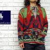 POLO RALPH LAUREN ショールカラー ネイティブ柄 コットンニット カーディガン GREEN/RED/INDIGO画像