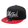 SILLY GOOD PLAIN SNAPBACK CAP (BLACK&times;RED)画像