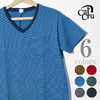 CALCRU S/S V-neck Micro Stripe Pocket T-shirts画像