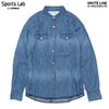 WHITE LINE VINTAGE DENIM WESTERN SHIRT BLUE INDIGO WLS-1705画像