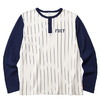 FUCT SSDD STRIPE HENLEY NECK L/S TEE (WHITE×NAVY) 3701画像