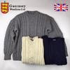 GUERNSEY WOOLLENS CREW ARAN SWEATER F14G-02画像