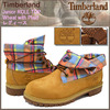Timberland Junior ROLL TOP Wheat with Plaid 1994A画像