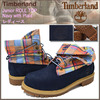 Timberland Junior ROLL TOP Navy with Plaid 1993A画像