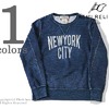 REMI RELIEF NEWYORK CITY インディゴ裏毛プリントクルー画像