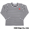 PLAY COMME des GARCONS ハートワッペン ボーダー長袖Tシャツ BLACK画像