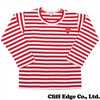 PLAY COMME des GARCONS ハートワッペン ボーダー長袖Tシャツ RED画像