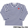 PLAY COMME des GARCONS ハートワッペン ボーダー長袖Tシャツ NAVY画像
