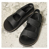 THE SANDALMAN VELCRO STRAP SANDAL HORWEEN LEATHER BLACK画像